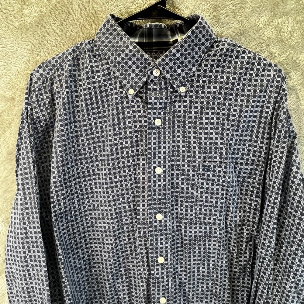 Stetson Mens XL Blue Geometric Hexagon Print Ranchwear Western‎ Cowboy Classic